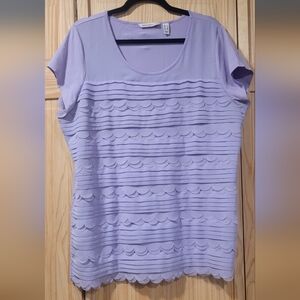 Isaac Mizrahi Live Lavender Ruffled Top Size L